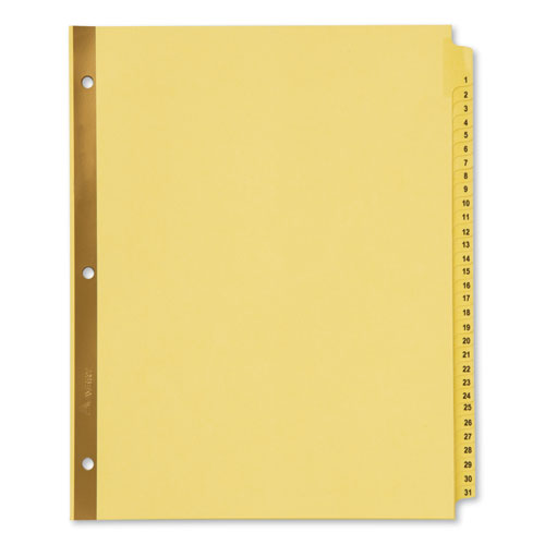 Image of Avery® Preprinted Laminated Tab Dividers with Gold Reinforced Binding Edge, 31-Tab, 1 to 31, 11 x 8.5, Buff, 1 Set