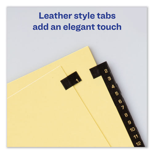 Image of Avery® Preprinted Black Leather Tab Dividers w/Gold Reinforced Edge, 31-Tab, 1 to 31, 11 x 8.5, Buff, 1 Set