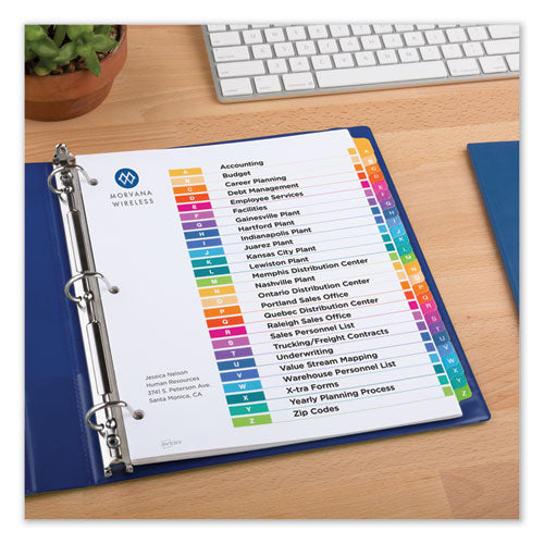 Image of Avery® Customizable TOC Ready Index Multicolor Tab Dividers, 26-Tab, A to Z, 11 x 8.5, White, Traditional Color Tabs, 1 Set