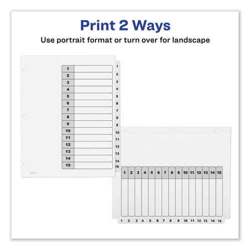 Image of Avery® Customizable TOC Ready Index Black and White Dividers, 15-Tab, 1 to 15, 11 x 8.5, 1 Set