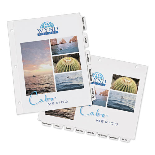Image of Avery® Customizable Print-On Dividers, 3-Hole Punched, 8-Tab, 11 x 8.5, White, 1 Set