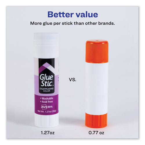 Image of Avery® Permanent Glue Stic, 1.27 Oz, Applies Purple, Dries Clear