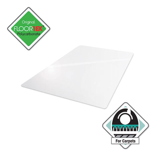Image of Floortex® Cleartex Ultimat Polycarbonate Chair Mat for High Pile Carpets, 60" w x 48" l, Clear