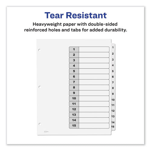 Image of Avery® Customizable TOC Ready Index Black and White Dividers, 15-Tab, 1 to 15, 11 x 8.5, 1 Set