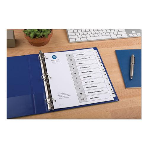 Image of Avery® Customizable TOC Ready Index Black and White Dividers, 10-Tab, 1 to 10, 11 x 8.5, 1 Set