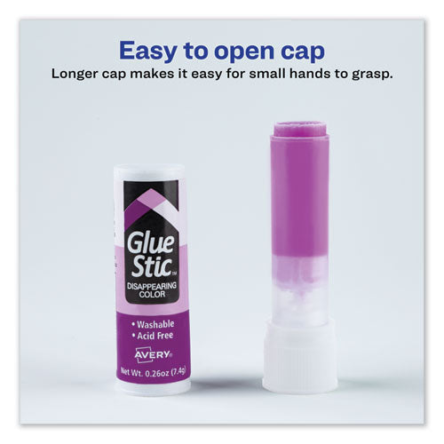 Image of Avery® Permanent Glue Stic Value Pack, 0.26 Oz, Applies Purple, Dries Clear, 6/pack