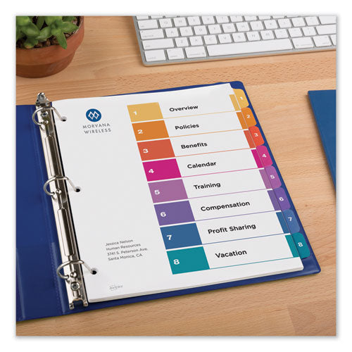 Image of Avery® Customizable TOC Ready Index Multicolor Tab Dividers, Uncollated, 8-Tab, 1 to 8, 11 x 8.5, White, 24 Sets