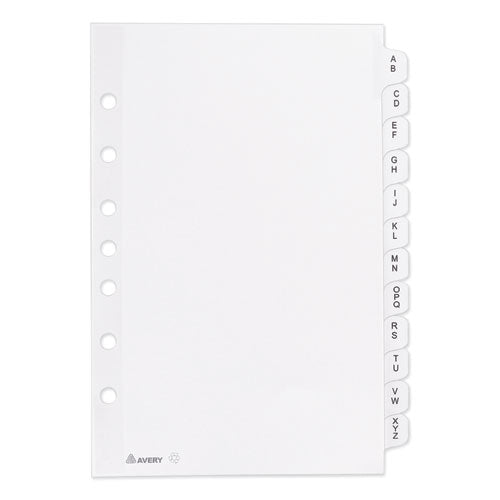 Image of Avery® preprinted tab dividers, 12-tab, a to z, 8.5 x 5.5, white, 1 set