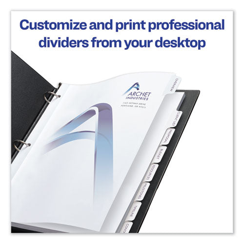 Image of Avery® Customizable Print-On Dividers, 3-Hole Punched, 8-Tab, 11 x 8.5, White, 25 Sets