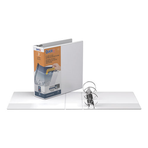 Image of Stride Quickfit Round-Ring View Binder, 3 Rings, 3" Capacity, 11 X 8.5, White