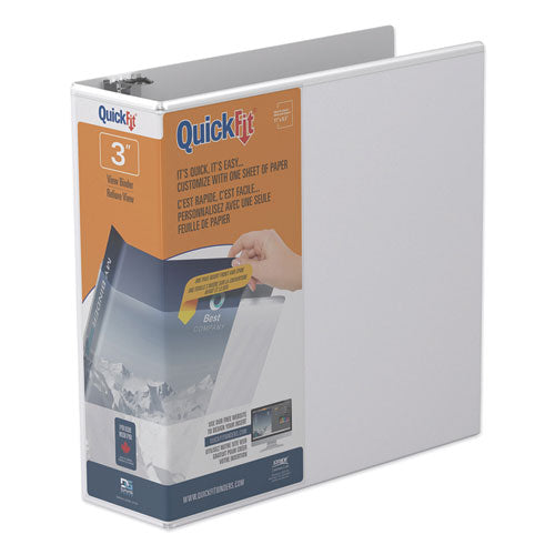 Image of Stride Quickfit D-Ring View Binder, 3 Rings, 3" Capacity, 11 X 8.5, White