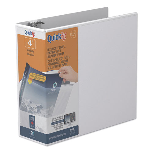Image of Stride Quickfit D-Ring View Binder, 3 Rings, 4" Capacity, 11 X 8.5, White