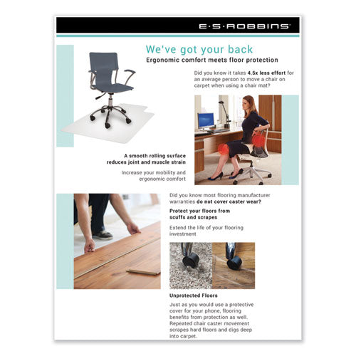 Image of ES Robbins® EverLife Light Use Chair Mat for Flat to Low Pile Carpet, Rectangular, 46 x 60, Clear