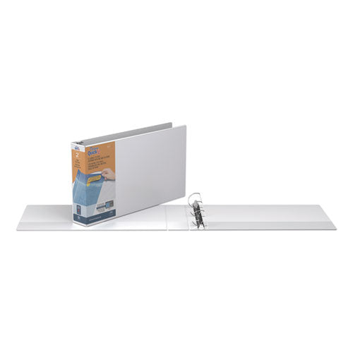 Image of Stride Quickfit Ledger D-Ring View Binder, 3 Rings, 2" Capacity, 11 X 17, White