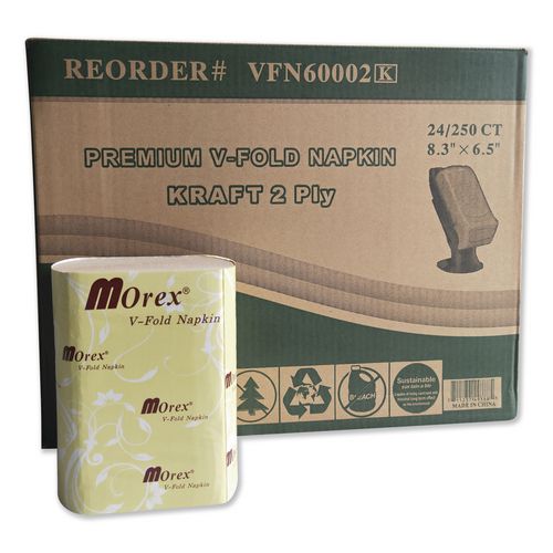 Image of GEN Premium Interfold Pop-Up Dispenser Napkin, 6.5 x 5, Brown, 6,000/Carton