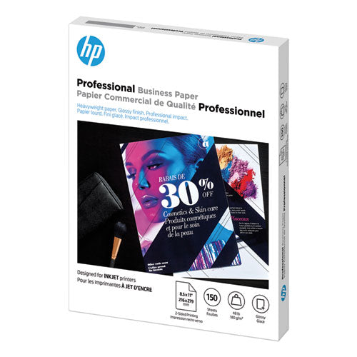 Image of HP Inkjet Brochure Paper, 98 Bright, 48 lb Bond Weight, 8.5 x 11, White, 150/Pack
