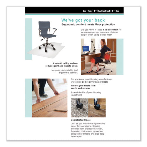 Image of ES Robbins® EverLife Moderate Use Chair Mat for Low Pile Carpet, Rectangular with Lip, 36 x 48, Clear