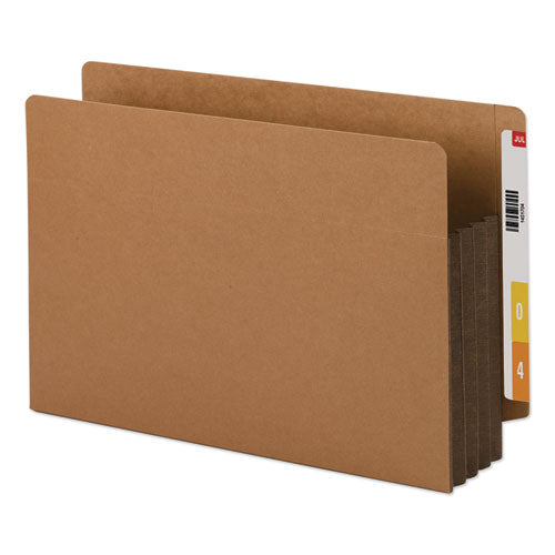 Image of Smead Redrope Drop-Front End Tab File Pockets, Fully Lined 6.5" High Gussets, 3.5" Expansion, Legal Size, Redrope/Brown, 10/Box