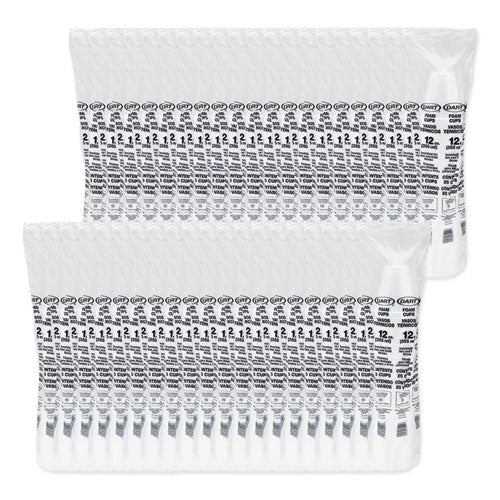 Image of Dart® Foam Drink Cups, 12 oz, Squat, White, 1,000/Carton