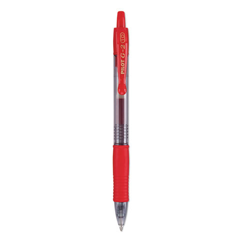Image of Pilot® G2 Premium Gel Pen, Retractable, Bold 1 mm, Red Ink, Smoke/Red Barrel, Dozen