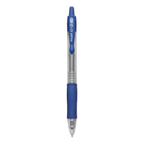 Image of Pilot® G2 Premium Gel Pen Convenience Pack, Retractable, Extra-Fine 0.38 mm, Blue Ink, Smoke/Blue Barrel, Dozen