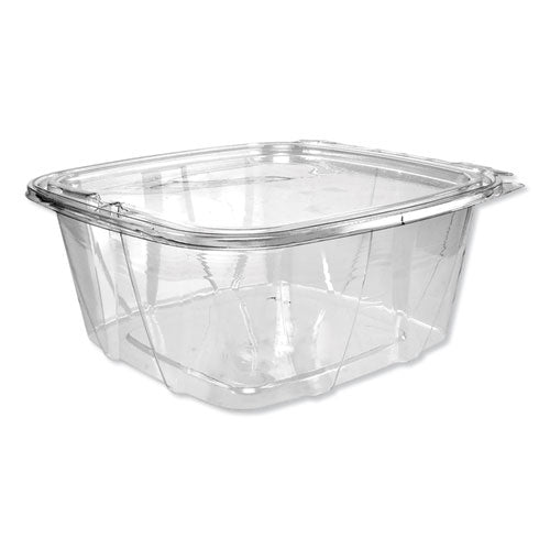 Image of Dart® ClearPac SafeSeal Tamper-Resistant/Evident Containers, Flat Lid, 64 oz, Clear, Plastic, 100/Bag, 2 Bags/Carton