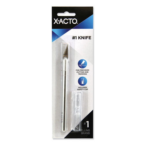 Image of X-ACTO® No. 1 Z-Series Precision Utility Knife with Replaceable Steel Blade, Safety Cap, Silver