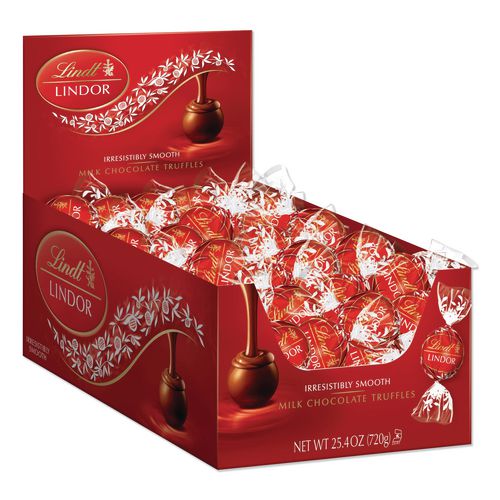Image of Lindt Lindor Milk Chocolate Truffles, 25.4 Oz Box, 60/box
