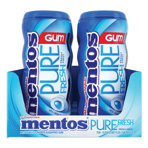Image of Mentos® Pure Fresh Sugar-Free Gum, Mint, 15 Pieces/pack, 10 Packs/box
