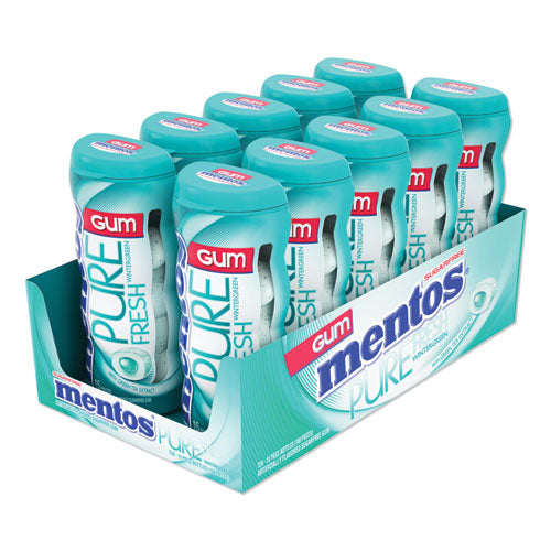 Image of Mentos® Pure Fresh Sugar-Free Gum, Wintergreen, 15 Pieces/pack, 10 Packs/box