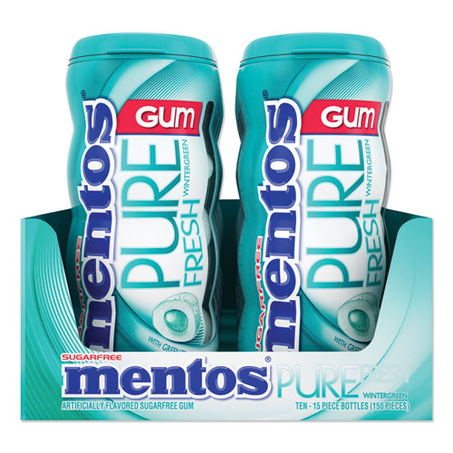 Image of Mentos® Pure Fresh Sugar-Free Gum, Wintergreen, 15 Pieces/pack, 10 Packs/box