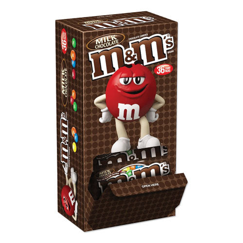 Image of M & M's® Chocolate Candies, Milk Chocolate, Individually Wrapped, 1.69 Oz, 36/box