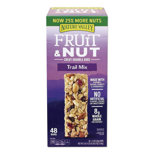 Image of Nature Valley® Granola Bars, Chewy Fruit And Nut Trail Mix, 1.2 Oz Pouch, 48/box