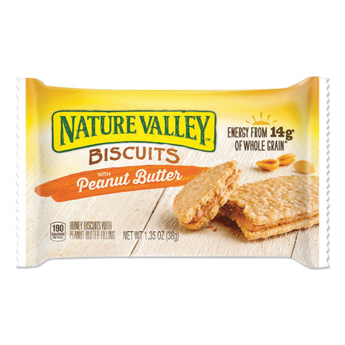 Image of Nature Valley® Biscuits, Honey With Peanut Butter, 1.35 Oz Pouch, 16/box