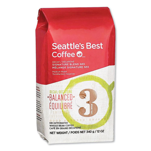 Image of Seattle's Best Level 3 Whole Bean Coffee, Decaffeinated, 12 Oz Bag