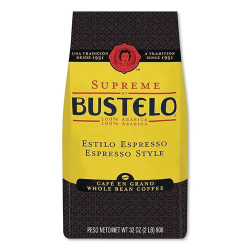 Image of Cafe Bustelo Supreme Espresso-Style Whole Bean Coffee, Dark Roast, 2 Lb Bag