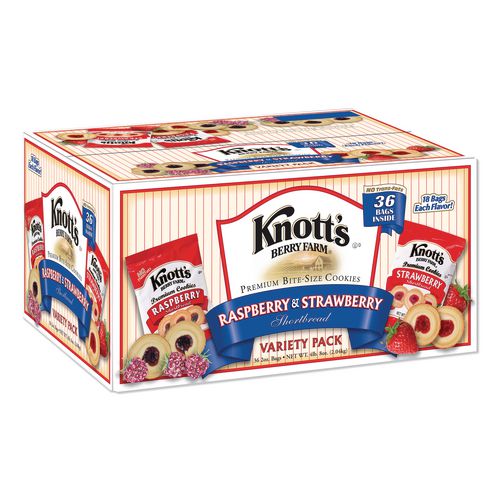 Image of Knott's Berry Farm® Premium Berry Jam Shortbread Cookies, Raspberry And Strawberry Variety, 2 Oz Pack, 36 Packs/carton