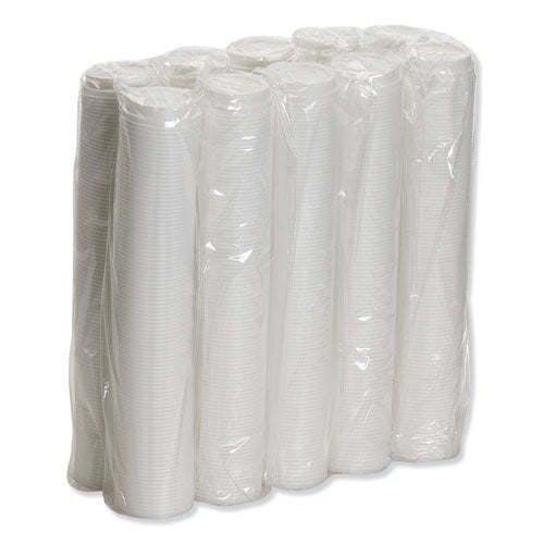 Image of Dixie® Dome Hot Drink Lids, Fits 8 oz Hot Cups, Plastic, White, 100/Sleeve, 10 Sleeves/Carton