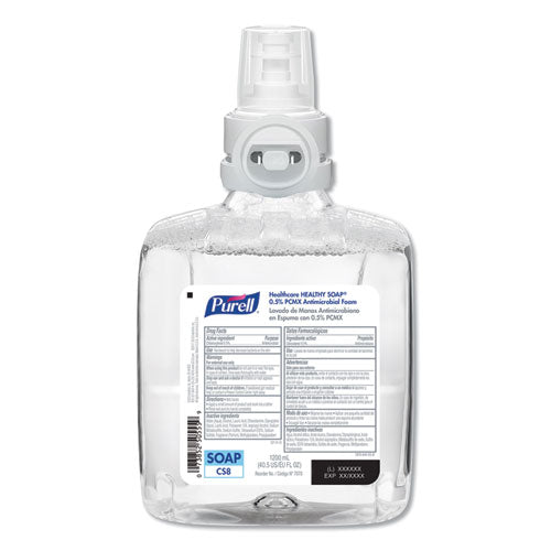 Image of PURELL® Healthcare HEALTHY SOAP 0.5% PCMX Antimicrobial Foam Refill, For CS8 Dispensers, Light Floral Scent, 1,200 mL, 2/Carton