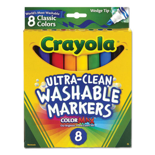 Image of Crayola® Ultra-Clean Washable Markers, Fine/broad Wedge/chisel Tips, Assorted Colors, 8/box