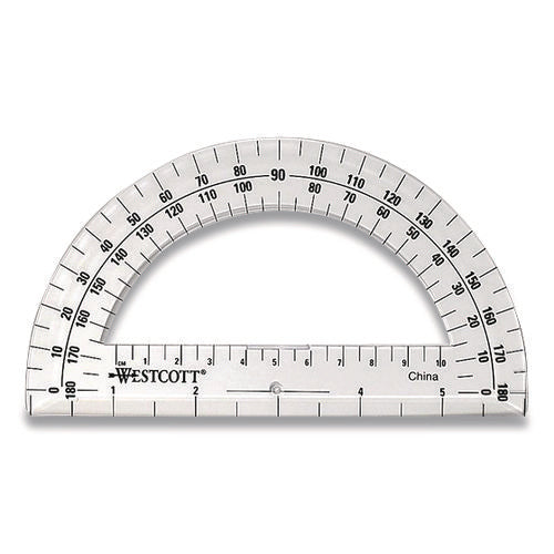 Image of Westcott® 180 Degree Protractor, Plastic, 6" Ruler Edge/180 Degree, Clear