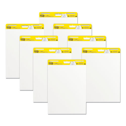 Image of Post-it® Easel Pads Super Sticky Vertical-Orientation Self-Stick Easel Pads, Unruled, 25 x 30, White, 30 Sheets, 8/Pack