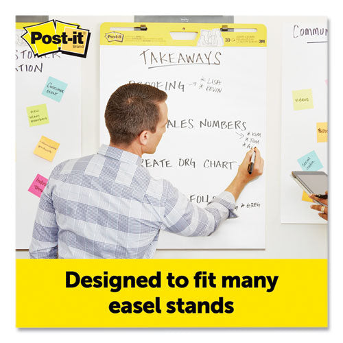 Image of Post-it® Easel Pads Super Sticky Vertical-Orientation Self-Stick Easel Pads, Unruled, 25 x 30, White, 30 Sheets, 8/Pack