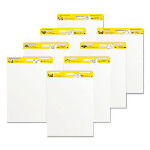 Image of Post-it® Easel Pads Super Sticky Vertical-Orientation Self-Stick Easel Pads, Unruled, 25 x 30, White, 30 Sheets, 8/Pack