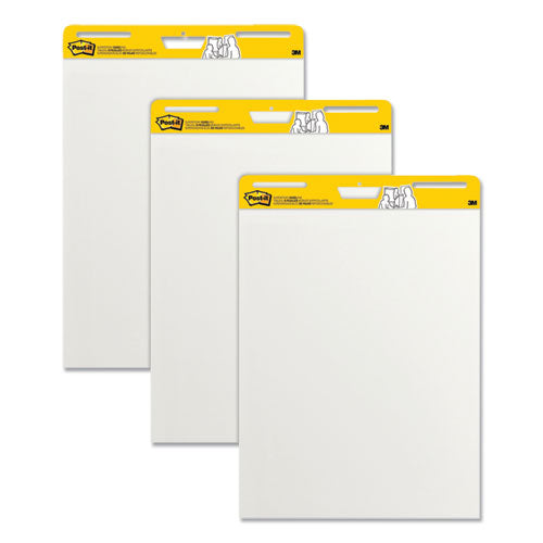 Image of Post-it® Easel Pads Super Sticky Vertical-Orientation Self-Stick Easel Pads, Unruled, 25 x 30, White, 30 Sheets, 3/Pack