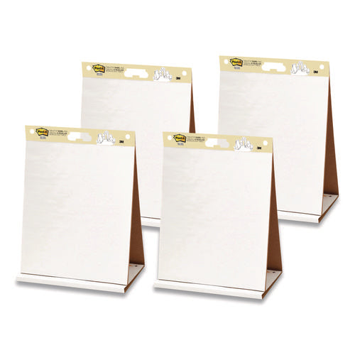 Image of Post-it® Easel Pads Super Sticky Original Tabletop Easel Pad with Self-Stick Sheets, Unruled, 20 x 23, White, 20 Sheets, 4/Pack