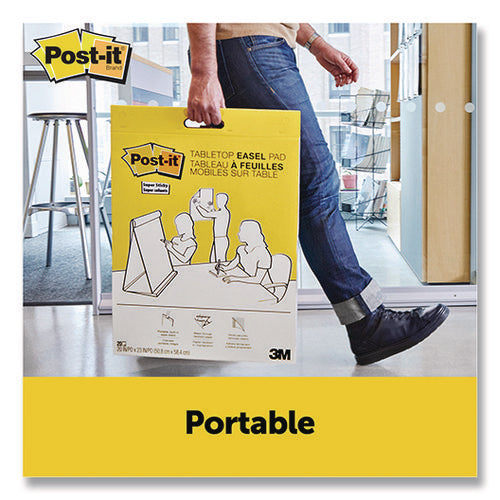 Image of Post-it® Easel Pads Super Sticky Original Tabletop Easel Pad with Self-Stick Sheets, Unruled, 20 x 23, White, 20 Sheets, 4/Pack