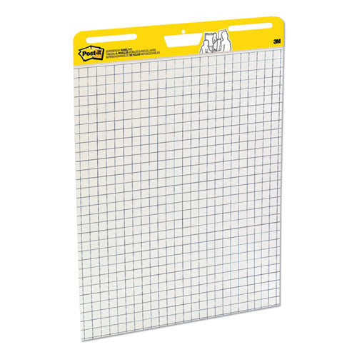 Image of Post-it® Easel Pads Super Sticky Vertical-Orientation Self-Stick Easel Pads, Quadrille Rule (1 sq/in), 25 x 30, White, 30 Sheets, 6/Pack