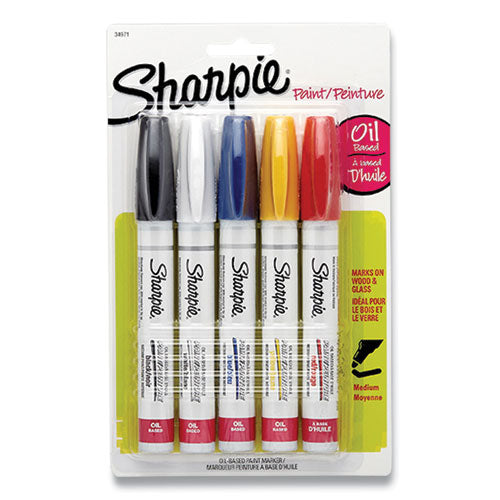 Image of Sharpie® Permanent Paint Marker, Medium Bullet Tip, Assorted Colors, 5/pack