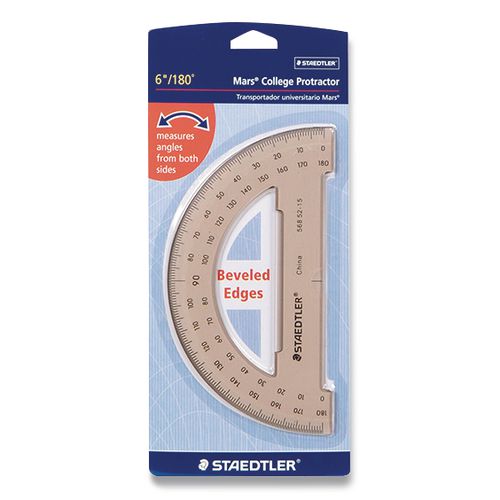 Image of Staedtler® MARS COLLEGE PROTRACTOR, PLASTIC, 6" RULER EDGE/180 DEGREE, TRANSPARENT TINTED